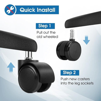 5-Pack Silent Office Chair Wheels, 11 mm.