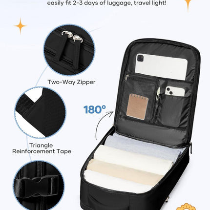 Travel Backpack 42 x 30 x 20 cm, Black, Cabin Bag with Dry and Wet Sorting.