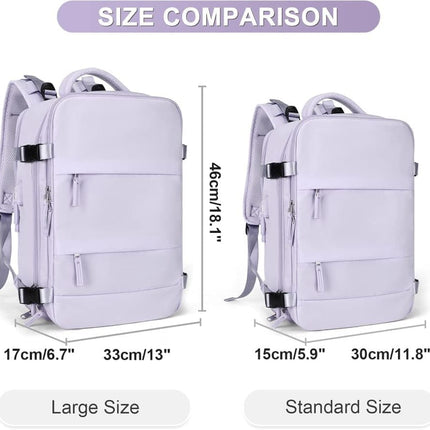 Purple Travel Backpack Cabin Bag with Dry Wet Sorting, 42 x 30 x 20 cm.