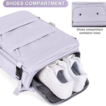 Purple Travel Backpack Cabin Bag with Dry Wet Sorting, 42 x 30 x 20 cm.