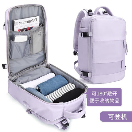 Purple Travel Backpack Cabin Bag with Dry Wet Sorting, 42 x 30 x 20 cm.