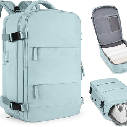 Blue Travel Backpack Cabin Bag with Dry Wet Sorting, 42 x 30 x 20 cm.