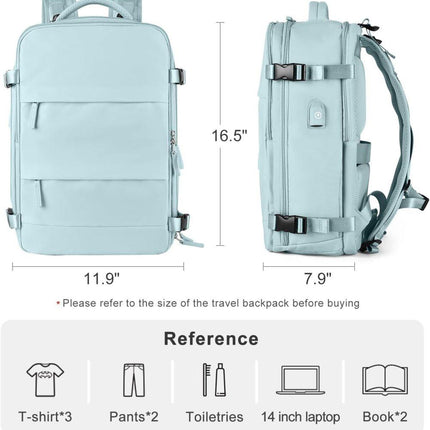 Blue Travel Backpack Cabin Bag with Dry Wet Sorting, 42 x 30 x 20 cm.