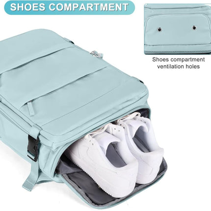 Blue Travel Backpack Cabin Bag with Dry Wet Sorting, 42 x 30 x 20 cm.