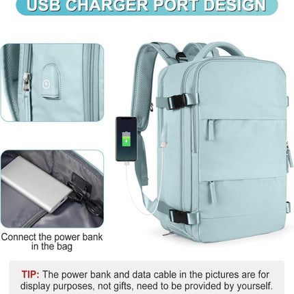 Blue Travel Backpack Cabin Bag with Dry Wet Sorting, 42 x 30 x 20 cm.