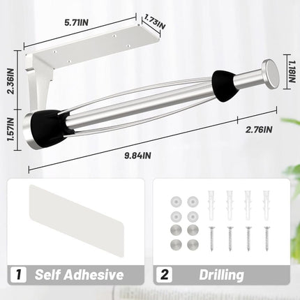 Kitchen paper holder with damping effect, no-drill or adhesive mount option, for kitchen.