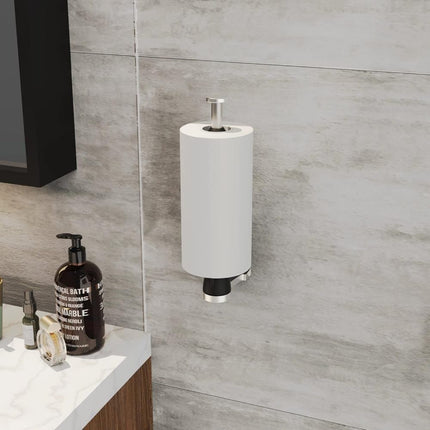 Kitchen paper holder with damping effect, no-drill or adhesive mount option, for kitchen.
