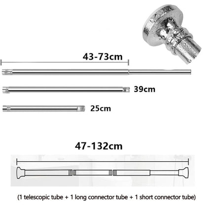 Telescopic Curtain Rod Extendable Cabinet Rod Stainless Steel, 47-132CM.