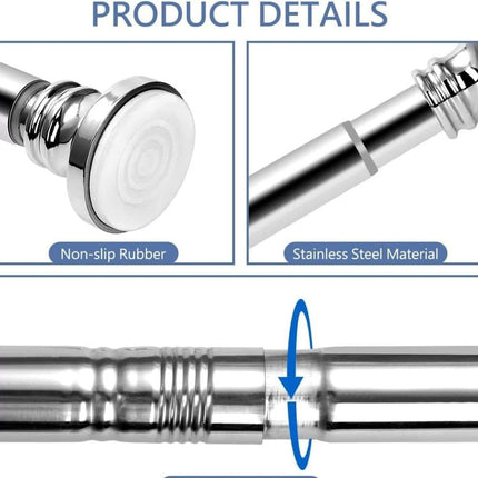 Telescopic Curtain Rod Extendable Cabinet Rod Stainless Steel, 47-132CM.