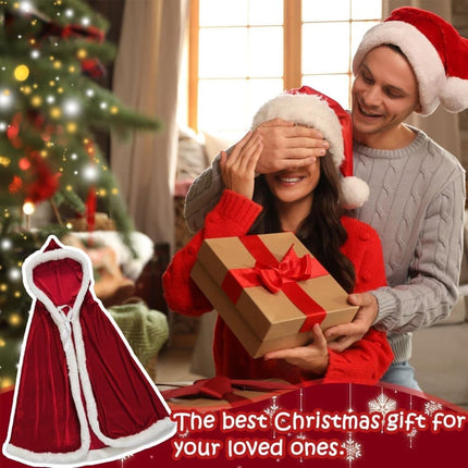 1 Red Christmas Cloak with Hood Santa Costume for Women, 90cm.