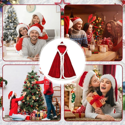 1 Red Christmas Cloak with Hood Santa Costume for Women, 100cm.