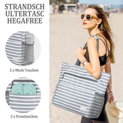 Large Capacity Waterproof Foldable Beach Bag for Shopping and Vacation, Black, Multifunctional Shoulder Bag.