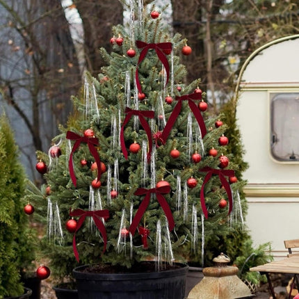 12 Christmas Bows for Tree, Velvet in Burgundy.