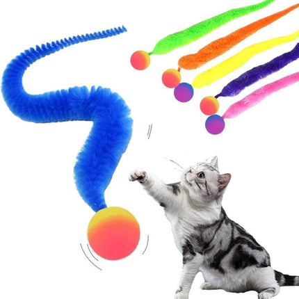 6-Pack Cat Toy, Colorful Interactive Balls with Tail for Play & Exercise.