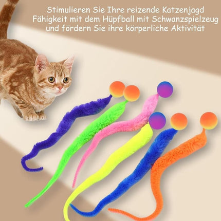 6-Pack Cat Toy, Colorful Interactive Balls with Tail for Play & Exercise.