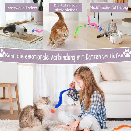 6-Pack Cat Toy, Colorful Interactive Balls with Tail for Play & Exercise.