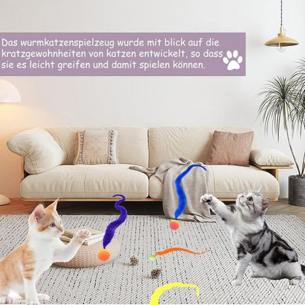6-Pack Cat Toy, Colorful Interactive Balls with Tail for Play & Exercise.