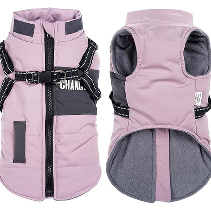 Warm Soft Winter Dog Vest with Stand Collar, Wind and Waterproof, Multiple Colors, Pink, S to XL.