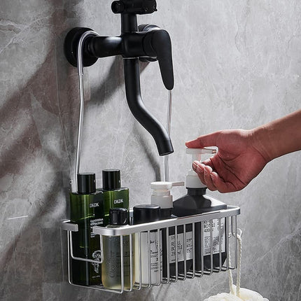Shower Shelf without Drilling Hanging Shower Basket for Shampoo and Soap, Silver, Bathroom Storage Organizer.