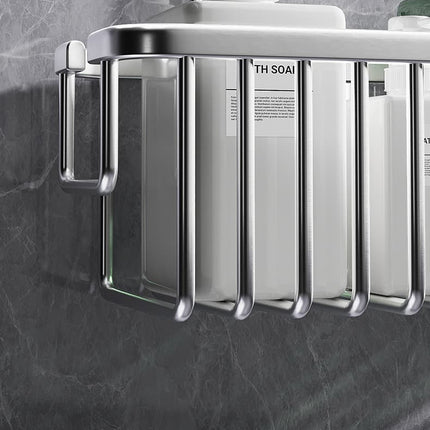 Shower Shelf without Drilling Hanging Shower Basket for Shampoo and Soap, Silver, Bathroom Storage Organizer.