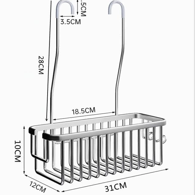 Hanging Shower Basket for Shampoo and Soap, Black, No Drill Bathroom Storage Shelf.