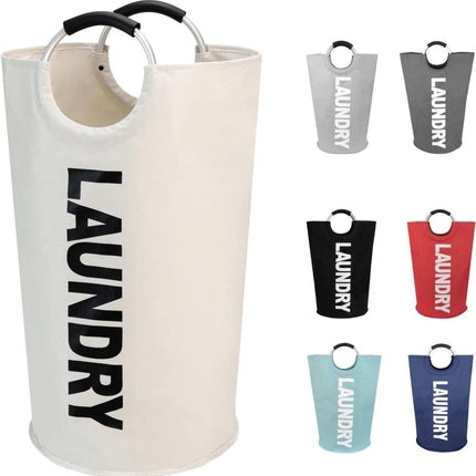 90L Foldable Laundry Basket Waterproof, 38x38x79 cm, Beige.