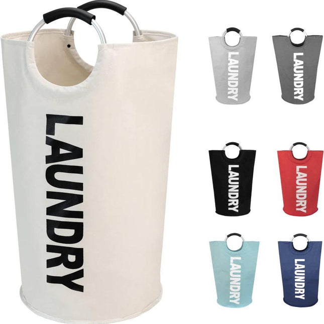 90L Foldable Laundry Basket Waterproof, 38x38x79 cm, Beige.