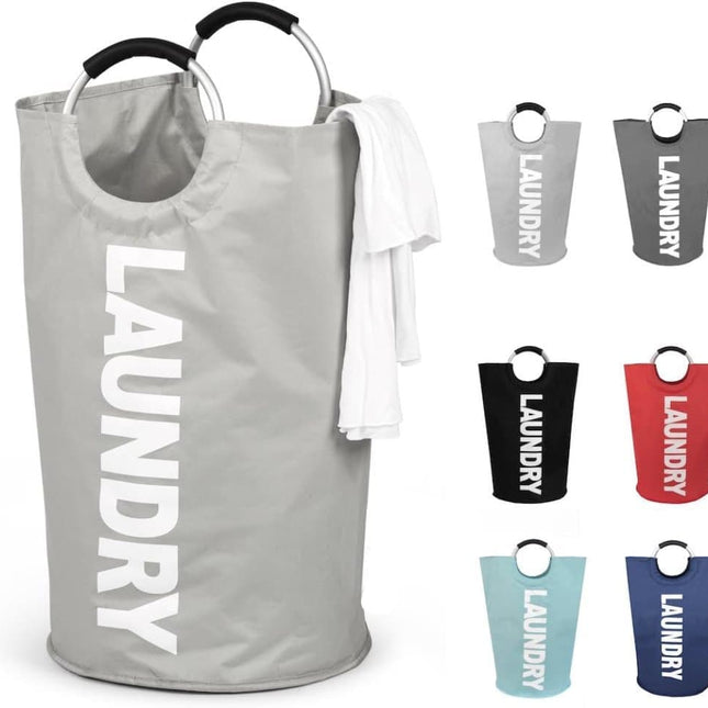 90L Foldable Laundry Basket, Waterproof, Compatible with Samsung, Light Gray, 38x38x79 cm.