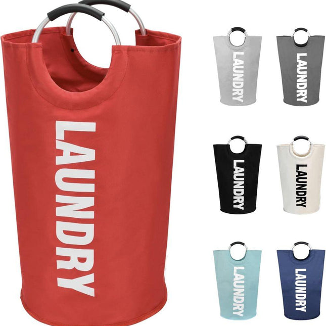 Foldable Laundry Basket 90L Waterproof with Oxford Fabric, 38x38x79 cm, Red.