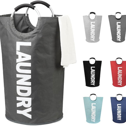90L Foldable Laundry Basket, Waterproof, with Handles, 38x38x79 cm, Gray.