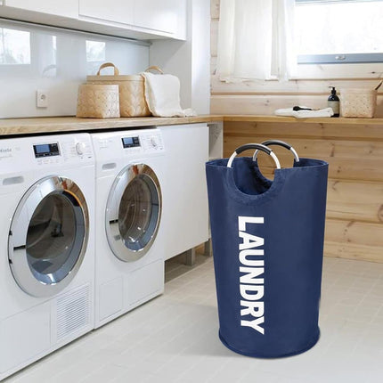 90L Foldable Laundry Basket, Waterproof, with Handles, 38x38x79 cm, Gray.