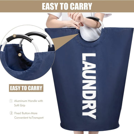 90L Foldable Laundry Basket, Waterproof, with Handles, 38x38x79 cm, Gray.