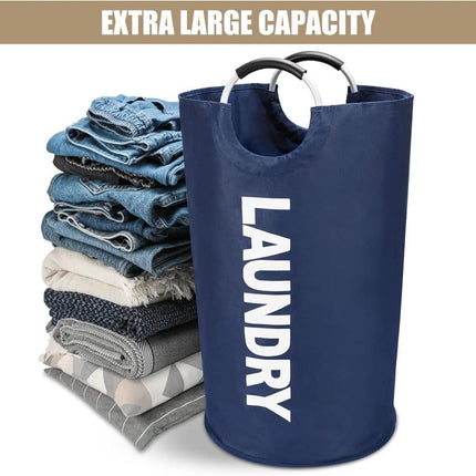 90L Foldable Laundry Basket, Waterproof, with Handles, 38x38x79 cm, Gray.