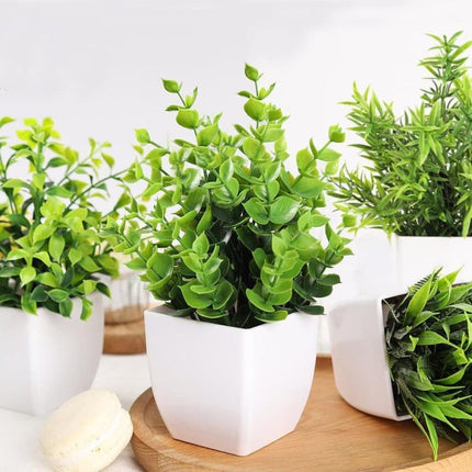 4-Pack Artificial Plants with Pot for Living Room and Office Decoration, 17x12 cm.