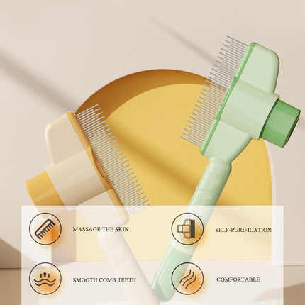 Self-Cleaning Fur Brush for Dogs and Cats, Pet Hair Brush with Easy Clean, Grooming Tool, Green.