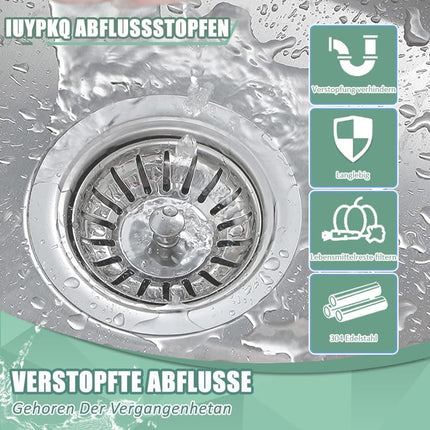 Strainer Basket Sink Stopper with Basket Valve, compatible with IKEA Kitchen Atlant and Domsjö, 82mm/79mm.