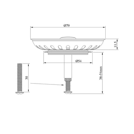 Strainer Basket Sink Stopper with Basket Valve, compatible with IKEA Kitchen Atlant and Domsjö, 82mm/79mm.