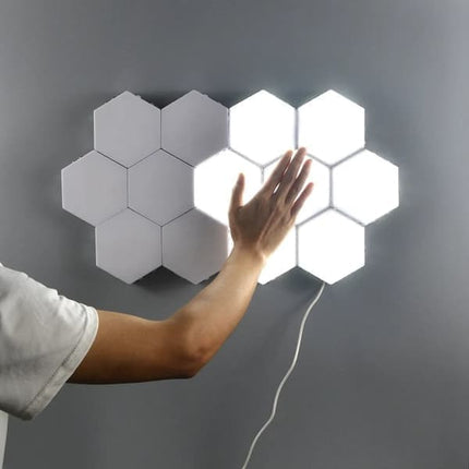 6 RGB Hexagon LED Wall Lamps with App Control, 16.5x14.5cm.
