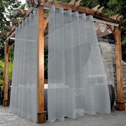 1 Pair Water Resistant Sheer Outdoor Eyelet Curtains, 132 cm × 183 cm, Gray.