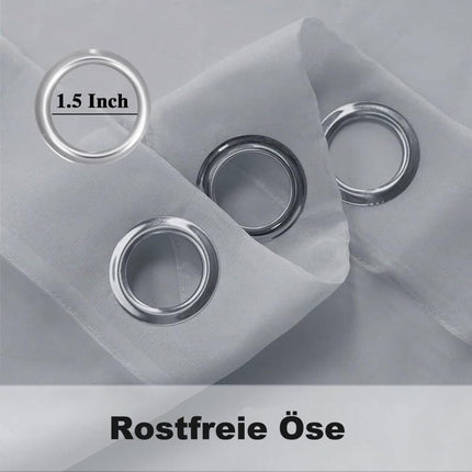 1 Pair Water Resistant Sheer Outdoor Eyelet Curtains, 132 cm × 183 cm, Gray.