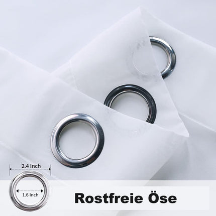 1 Pair Water Resistant Sheer Eyelet Curtains for Outdoor, 132x274 cm, White.