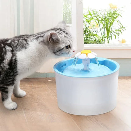 1.6L Pet Water Fountain for Cats and Dogs, Round, 15.5 x 15.5 x 10.5cm, Blue.
