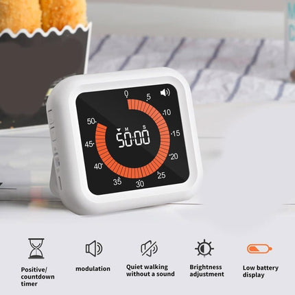 Rechargeable Visual Timer with Magnet and Stand, Adjustable Volume, 11 Hours 59 Minutes.