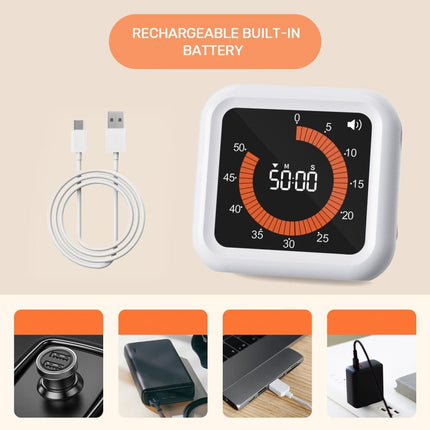 Rechargeable Visual Timer with Magnet and Stand, Adjustable Volume, 11 Hours 59 Minutes.