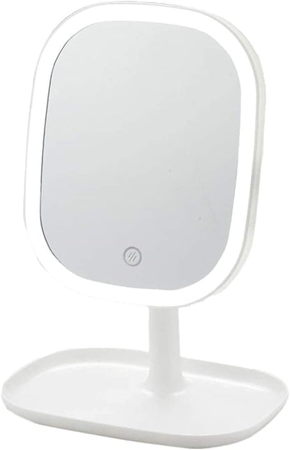 LED Makeup Mirror Rechargeable with Touch Control 3 Colors Dimmable 360 Adjustable, White.