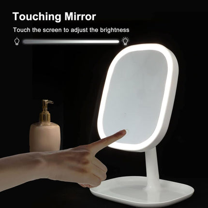 LED Makeup Mirror Rechargeable with Touch Control 3 Colors Dimmable 360 Adjustable, White.