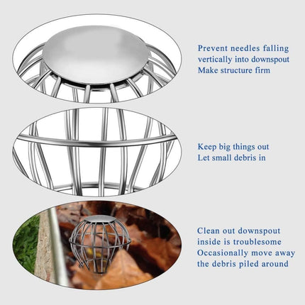 Leaf Stopper for Gutter, Ball-Shaped Drain Strainer for Roof with Large Flow Design, 68 x 92mm.