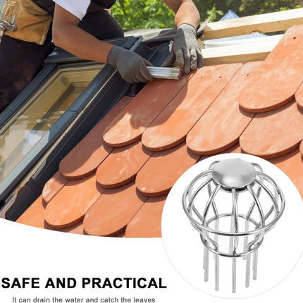 Leaf Stopper for Gutter, Ball-Shaped Drain Strainer for Roof with Large Flow Design, 68 x 92mm.