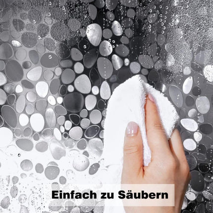 Waterproof Shower Curtain with Bottom Magnet and Weight Pebble Pattern, 180x180 cm.