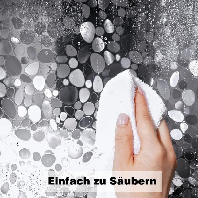 Waterproof Shower Curtain with Bottom Magnet and Weight Pebble Pattern, 180x180 cm.